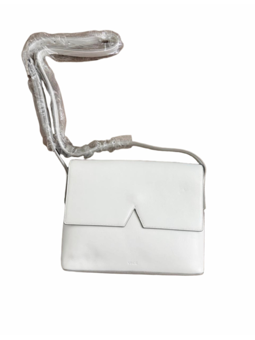 Vince White Leather Shoulder Crossbody Bag Minimalist Structured Handbag